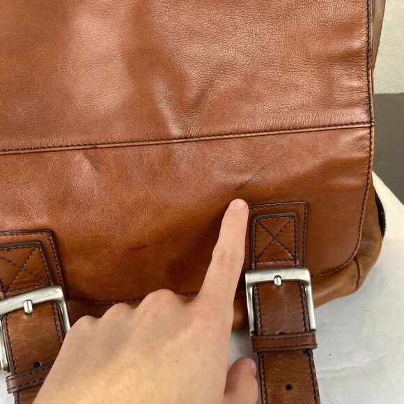 Fossil Leather Messenger Bag Brown‎ Crossbody Shoulder Laptop Work Satchel,VTG - Picture 11 of 16